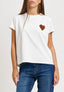 T-shirt con cuore ricamato - AVORIO