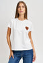 T-shirt con cuore ricamato - AVORIO