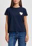T-shirt con cuore ricamato - BLU
