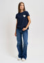 T-shirt con cuore ricamato - BLU