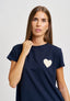 T-shirt con cuore ricamato - BLU