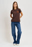 T-shirt con cuore ricamato - MARRONE
