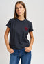 T-shirt con cuore ricamato - GRIGIO SCURO