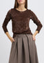 T-shirt girocollo floccata  - MARRONE