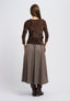 T-shirt girocollo floccata  - MARRONE