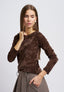 T-shirt girocollo floccata  - MARRONE