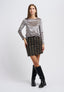 T-shirt girocollo floccata  - GRIGIO MEDIO