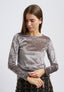 T-shirt girocollo floccata  - GRIGIO MEDIO