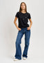 T-shirt con paillettes opache - NERO