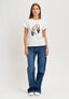 T-shirt stampa scarpe e strass - AVORIO