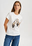 T-shirt stampa scarpe e strass - AVORIO