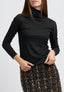T-shirt lupetto a costine in lurex - NERO