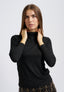 T-shirt lupetto a costine in lurex - NERO