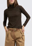 T-shirt lupetto a costine in lurex - MARRONE