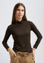 T-shirt lupetto a costine in lurex - MARRONE