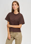 T-shirt basica spalla scesa - MARRONE