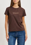 T-shirt scritta ricamata “pausa” - NOCCIOLA