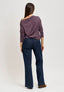 T-shirt over a righe collo a barca - BLU