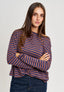 T-shirt over a righe collo a barca - BLU