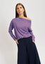T-shirt over a righe collo a barca - CELESTE