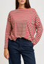 T-shirt over a righe collo a barca - BORDEAUX