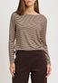 T-shirt righe collo a barca - MARRONE/BEIGE