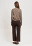 T-shirt righe collo a barca - MARRONE/BEIGE