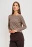 T-shirt righe collo a barca - MARRONE/BEIGE