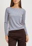 T-shirt righe collo a barca - BEIGE/AZZURRO
