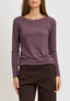 T-shirt righe collo a barca - TABACCO/BLU