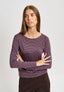 T-shirt righe collo a barca - TABACCO/BLU