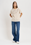 T-shirt con bottoni e castoni - BEIGE