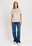 T-shirt con bottoni e castoni - BEIGE