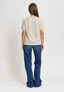 T-shirt con bottoni e castoni - BEIGE