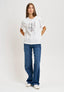 T-shirt stampa donne e strass - AVORIO