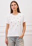T-shirt con stelle ricamate - AVORIO