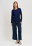 T-shirt manica lunga con nodo in vita - BLU