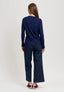 T-shirt manica lunga con nodo in vita - BLU