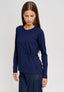T-shirt manica lunga con nodo in vita - BLU