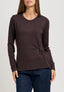 T-shirt manica lunga con nodo in vita - MARRONE