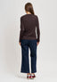 T-shirt manica lunga con nodo in vita - MARRONE