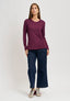 T-shirt manica lunga con nodo in vita - BORDEAUX