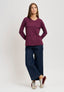 T-shirt manica lunga con nodo in vita - BORDEAUX