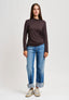 T-shirt manica lunga nodo al collo  - MARRONE