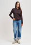 T-shirt manica lunga nodo al collo  - MARRONE