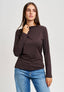 T-shirt manica lunga nodo al collo  - MARRONE