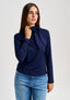 T-shirt manica lunga lacci al collo - BLU