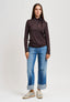 T-shirt manica lunga lacci al collo - MARRONE