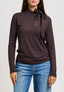 T-shirt manica lunga lacci al collo - MARRONE