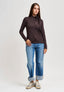 T-shirt manica lunga lacci al collo - MARRONE